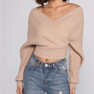 Light Pink Cropped Sparkle Sweater